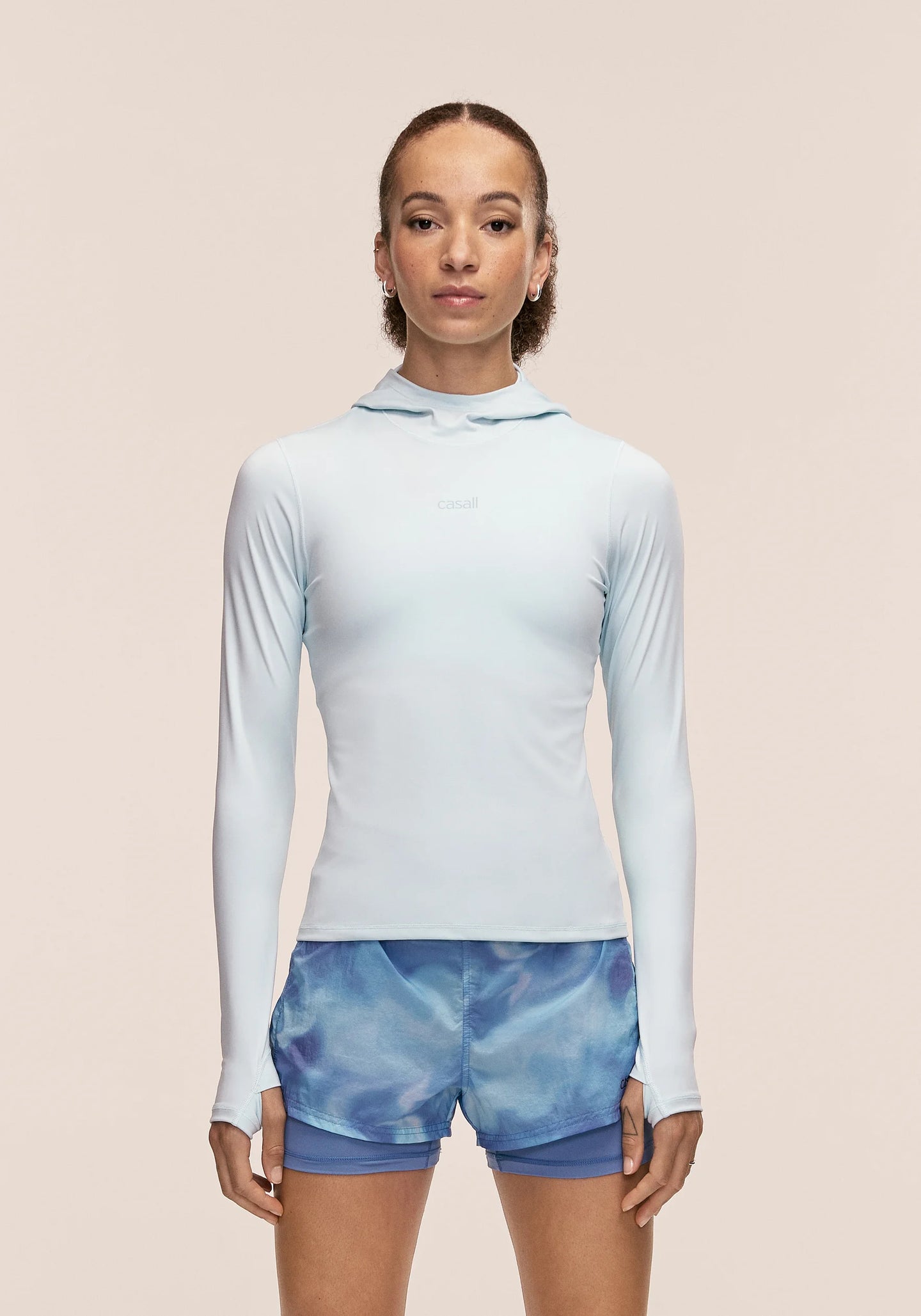Neat Long Sleeve Hood - Aqua Glow