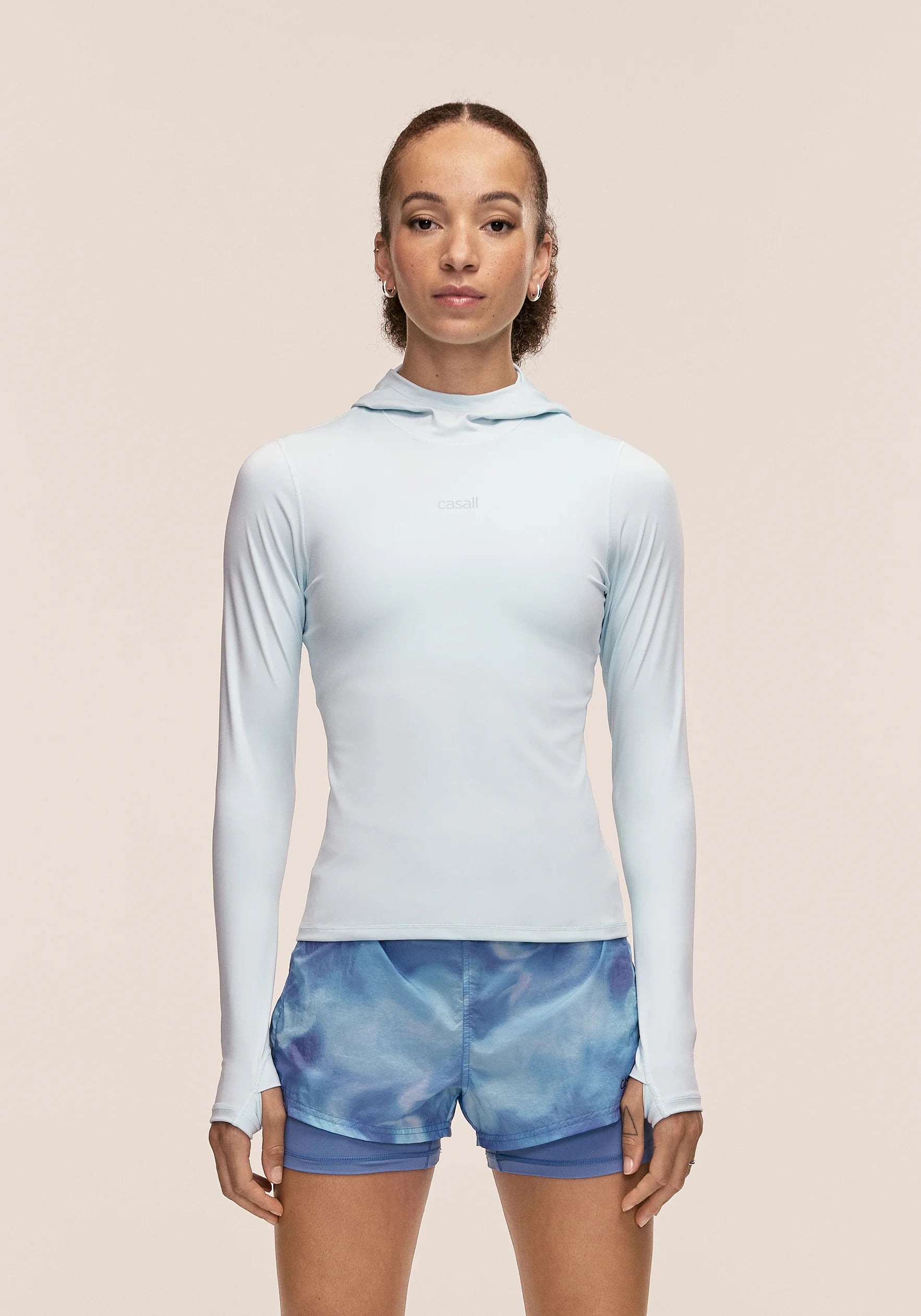 Neat Long Sleeve Hood - Aqua Glow