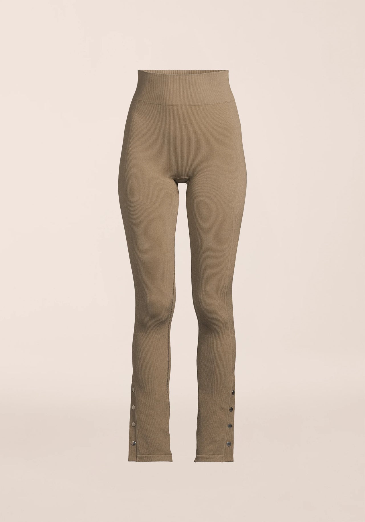 Seamless Rib Slit Pants - Light Khaki