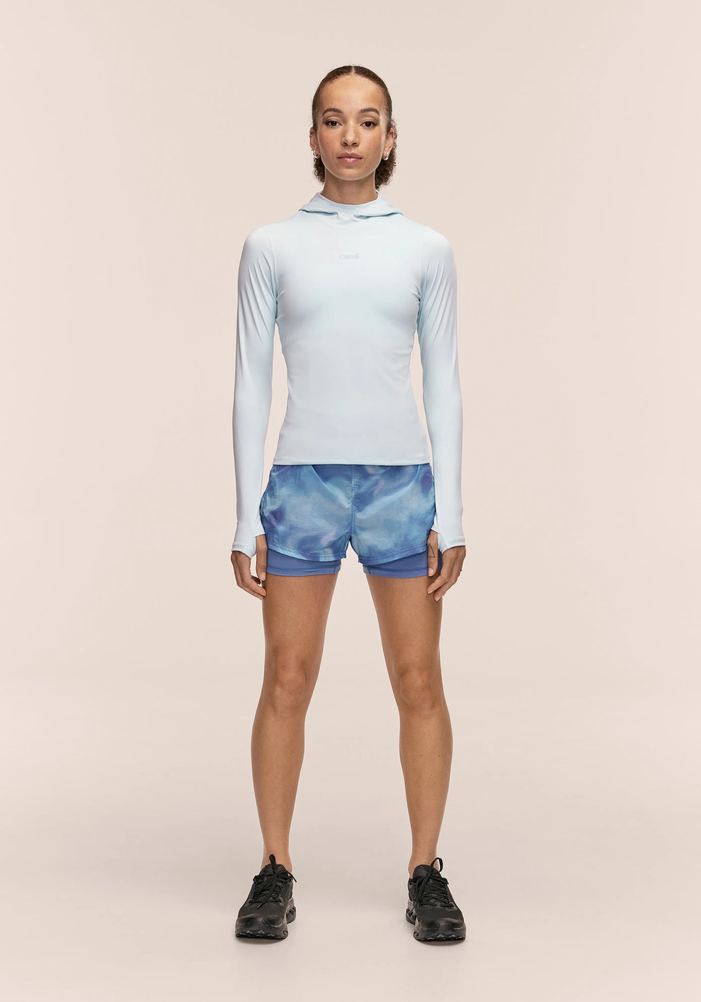 Breeze Printed Running Short  - Breeze Blue Shadow