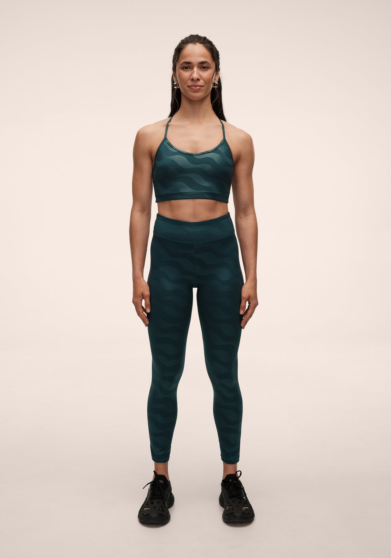 Heat Printed High Waist Tights - Ocean Geo