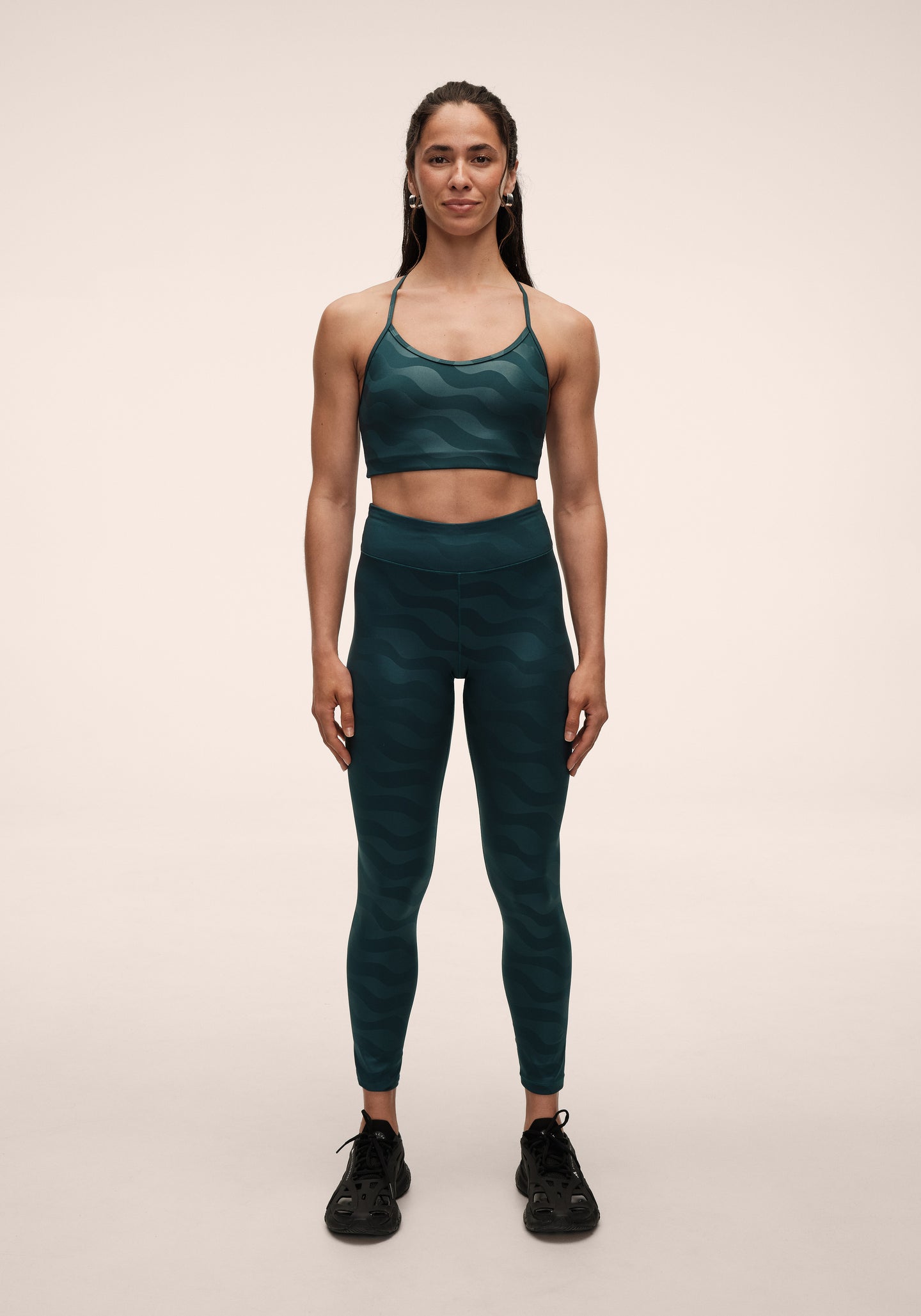 Heat Printed High Waist Tights - Ocean Geo