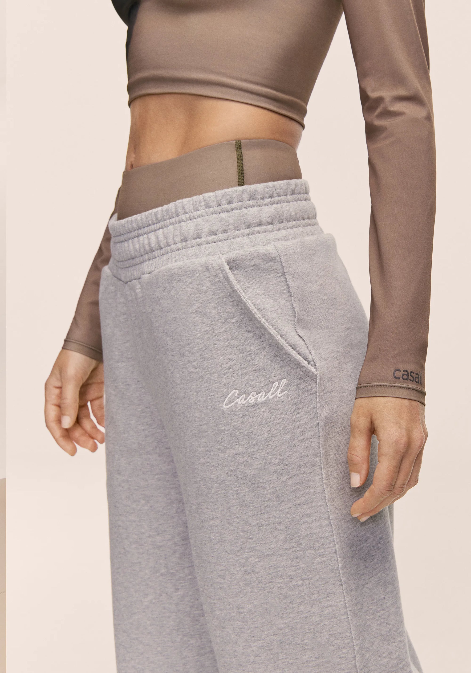 Reversed Seam Terry Loose Pants - Grey Melange