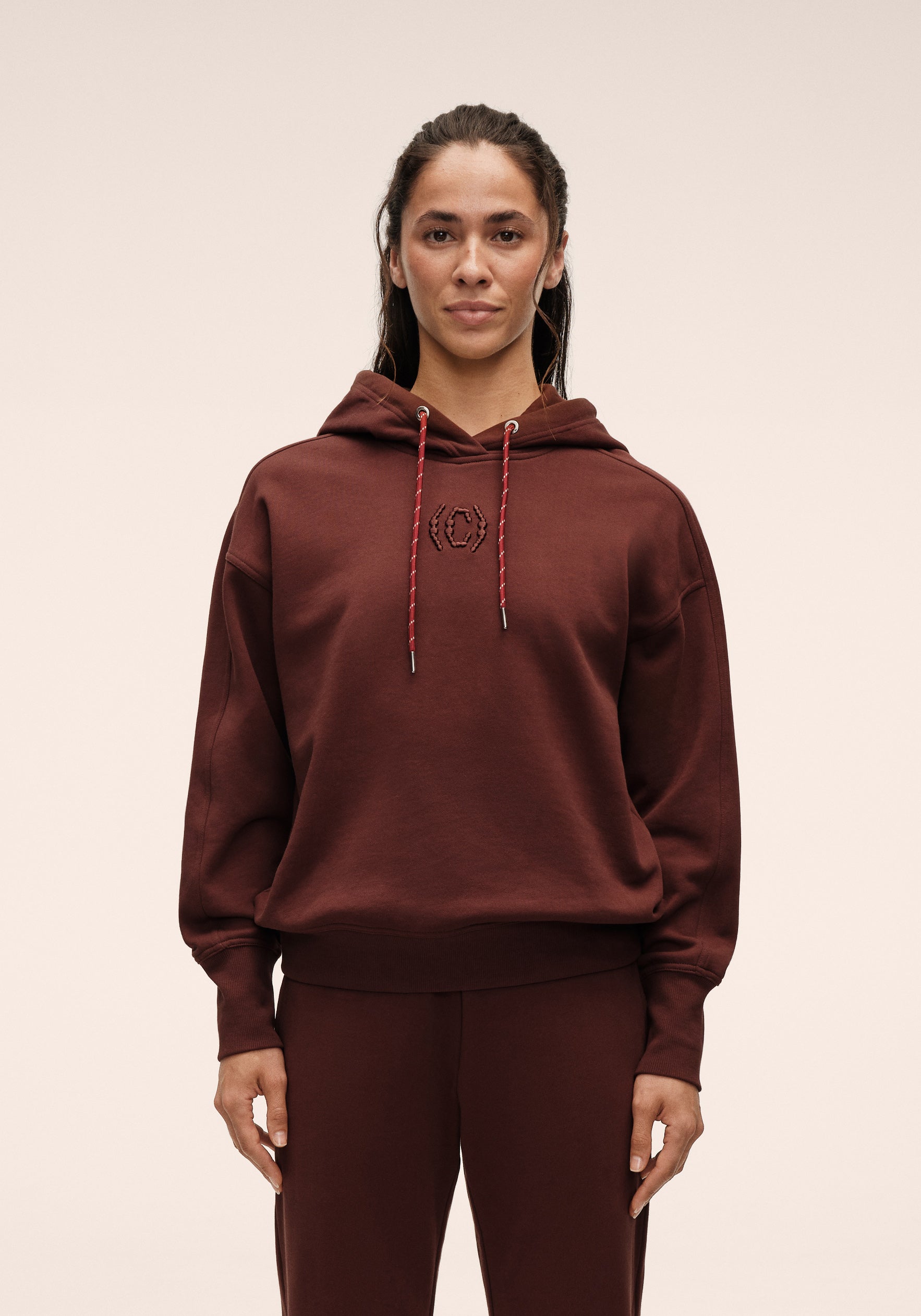 Terry Relaxed Hoodie - Dark Brown