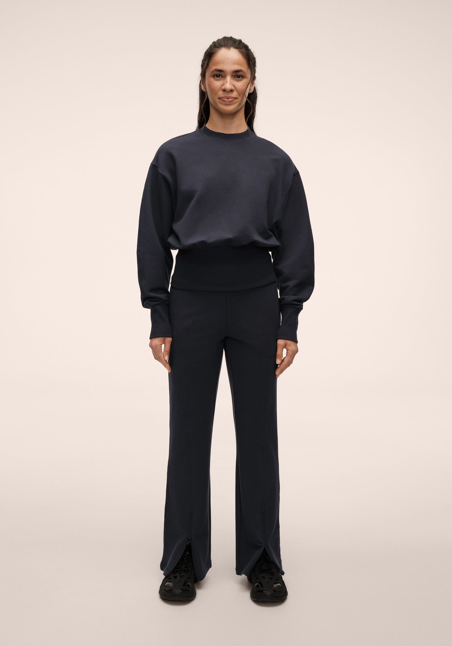 Terry Front Slit Pant - Core Blue