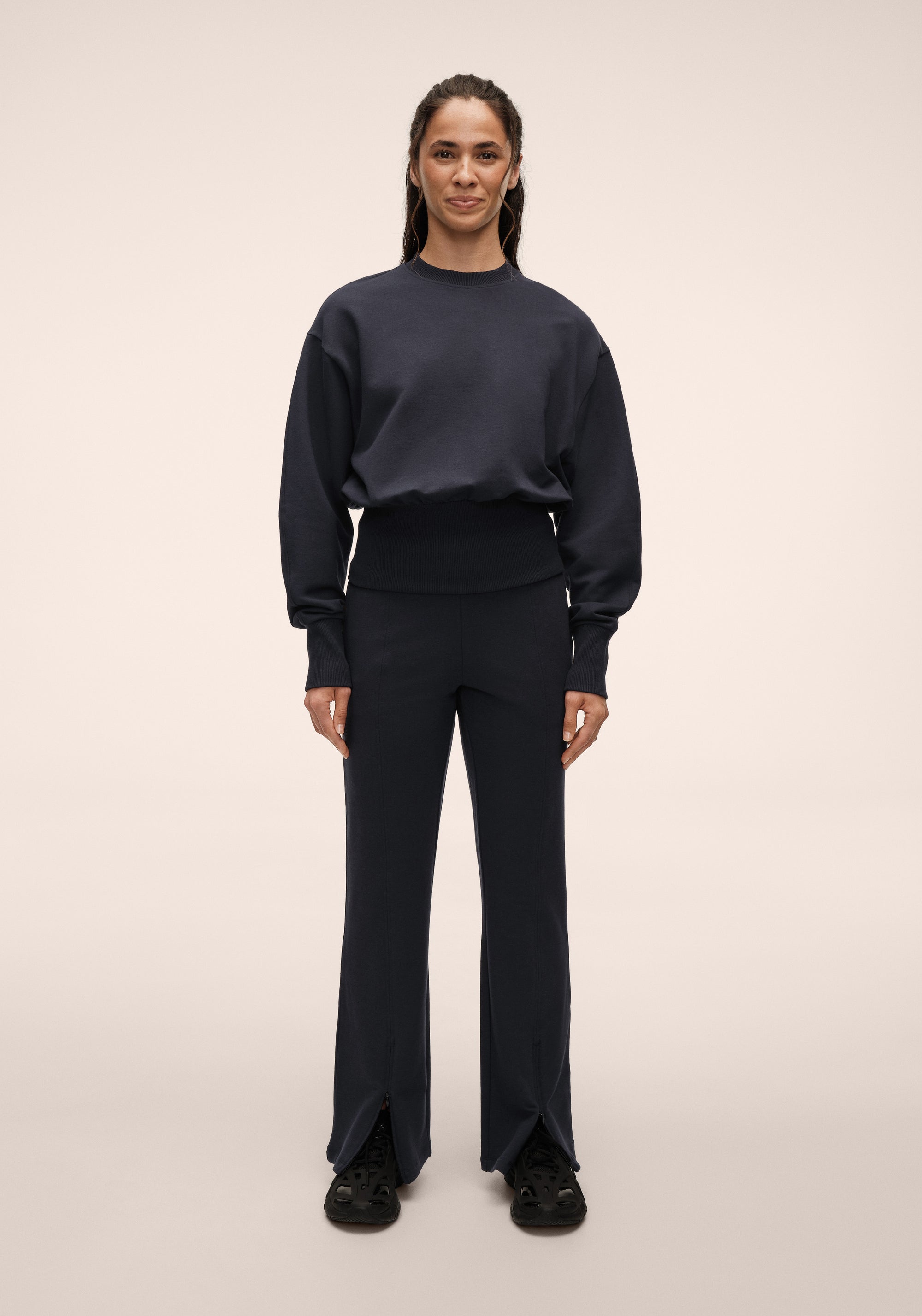 Terry Front Slit Pant - Core Blue