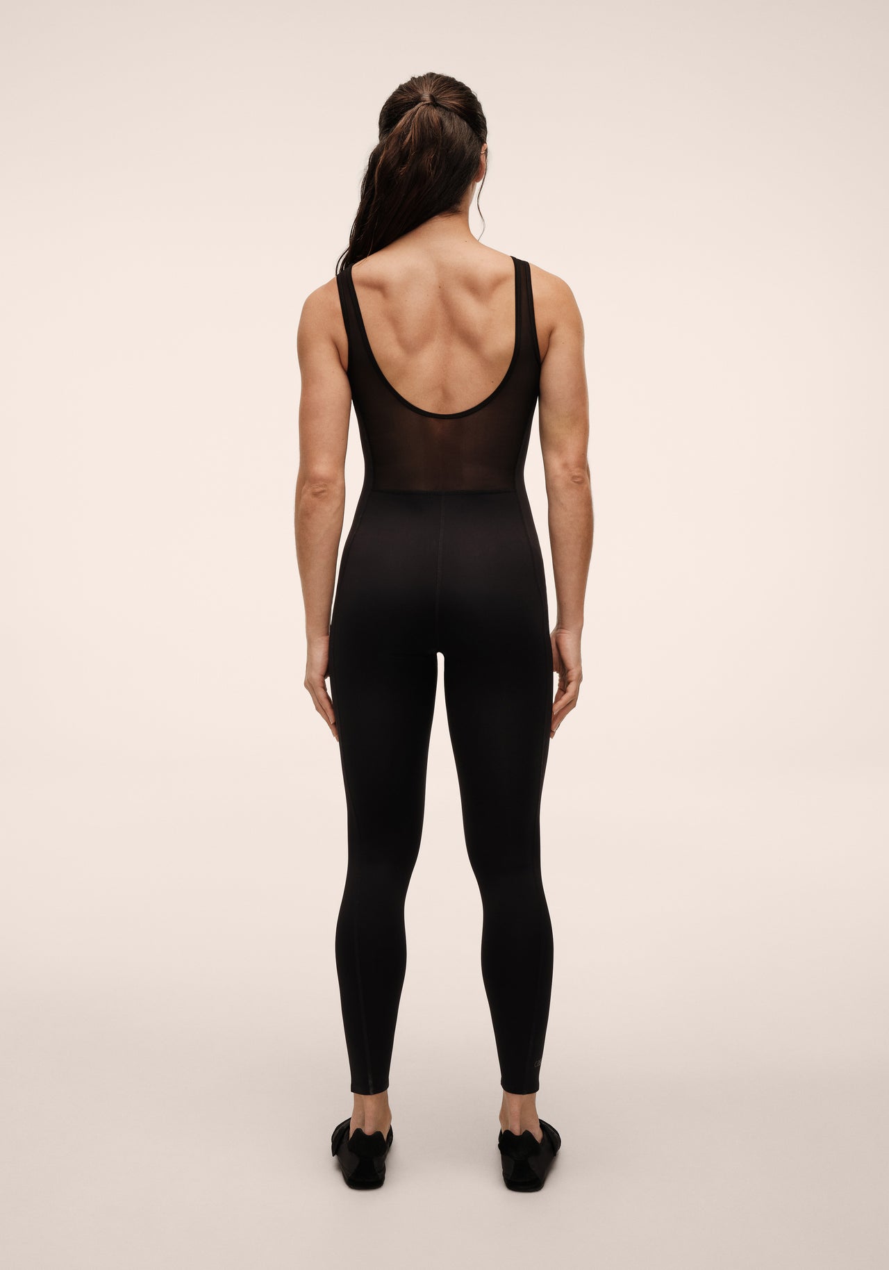 Mesh Back Figure Catsuit - Black