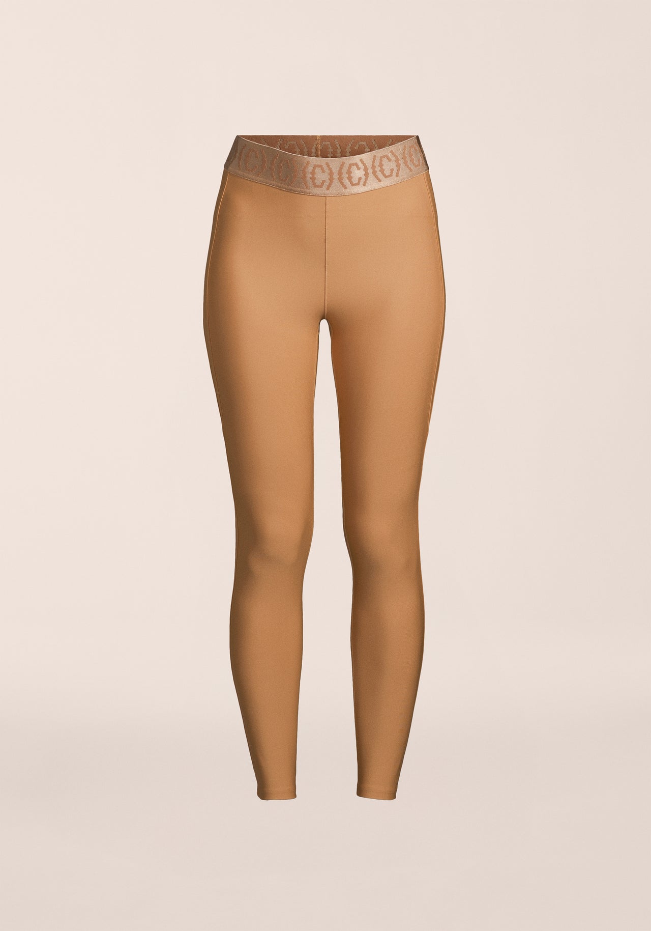 Logo Elastic High Waist Tights - Golden Brown