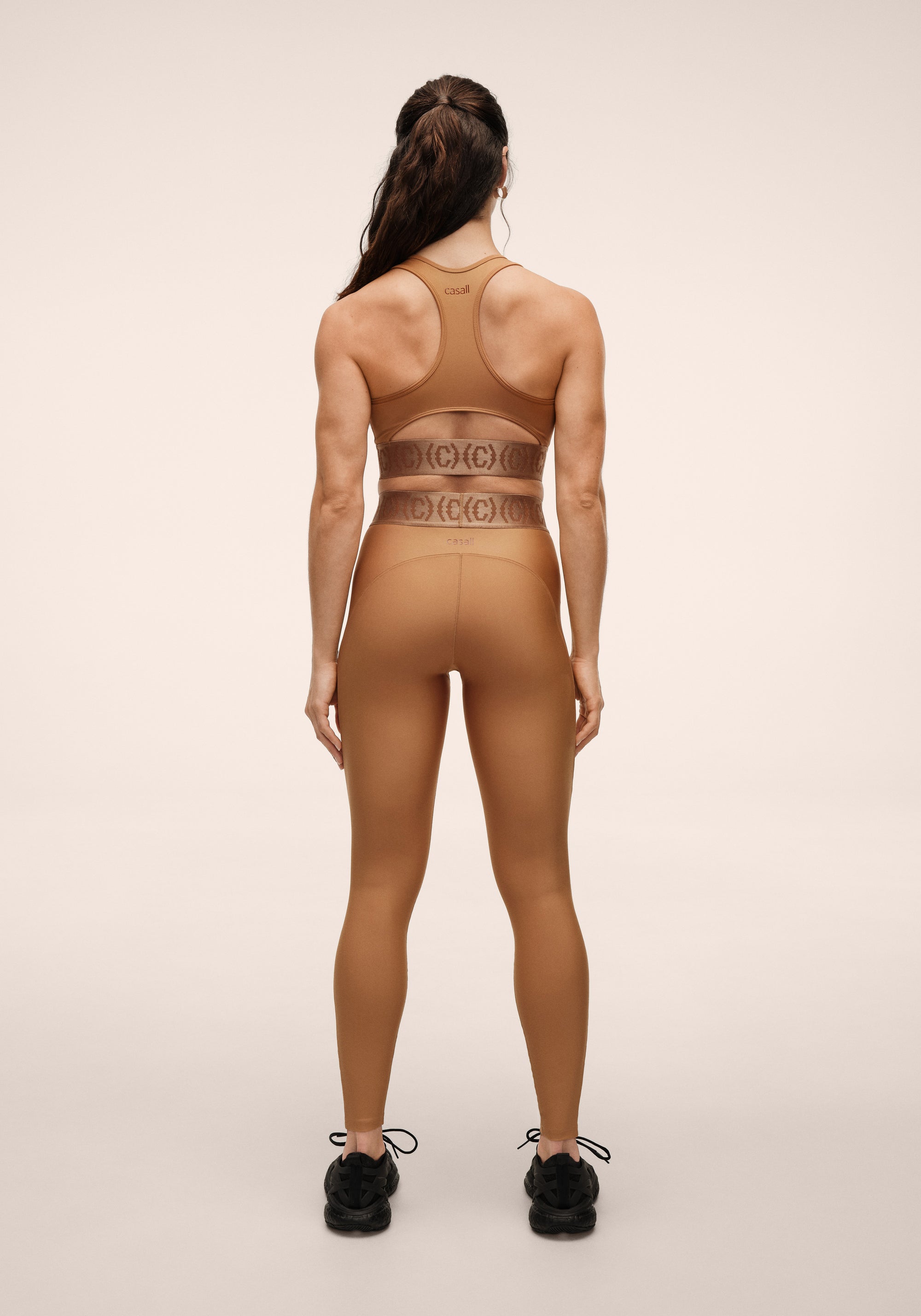 Logo Elastic High Waist Tights - Golden Brown