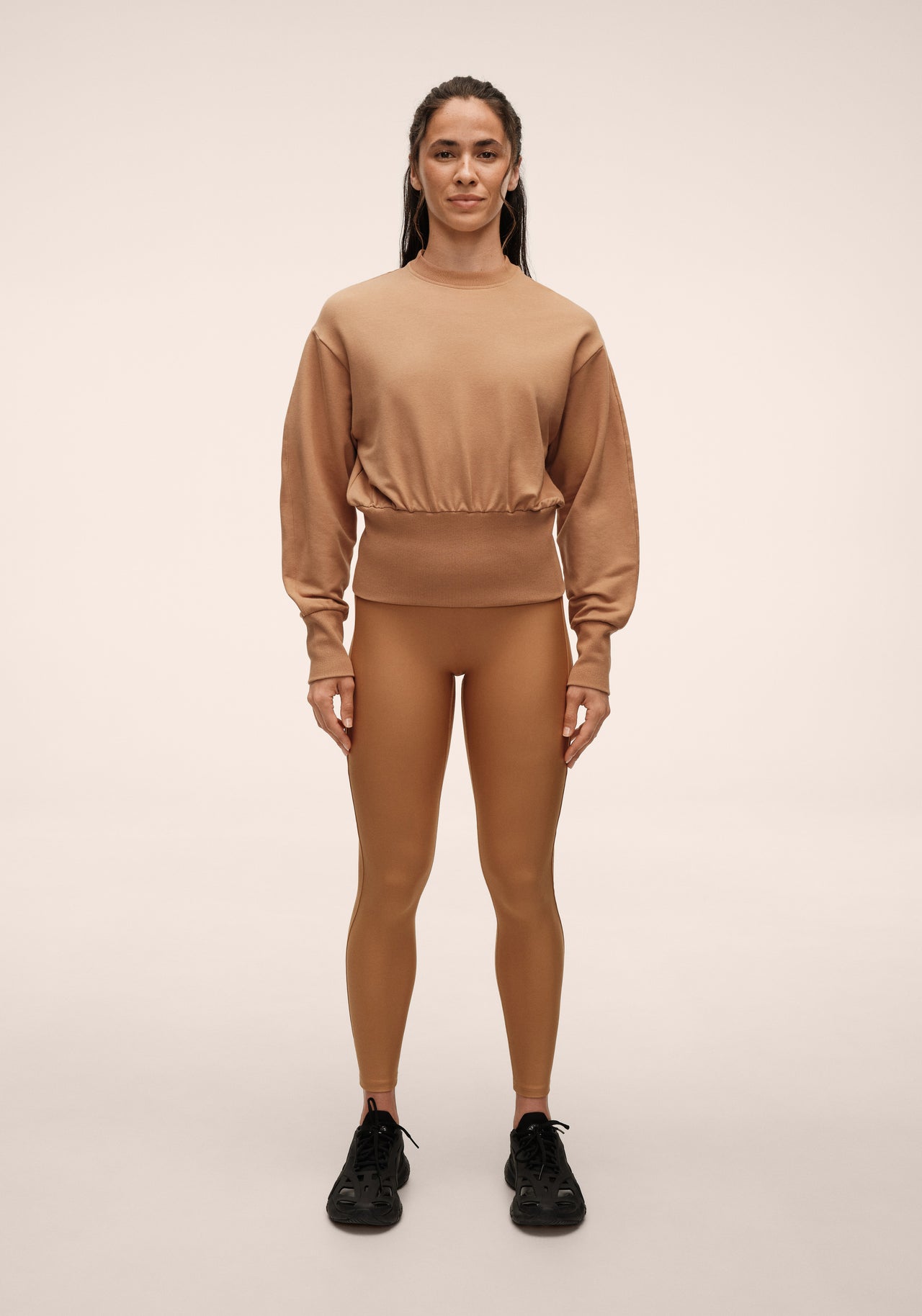 Logo Elastic High Waist Tights - Golden Brown