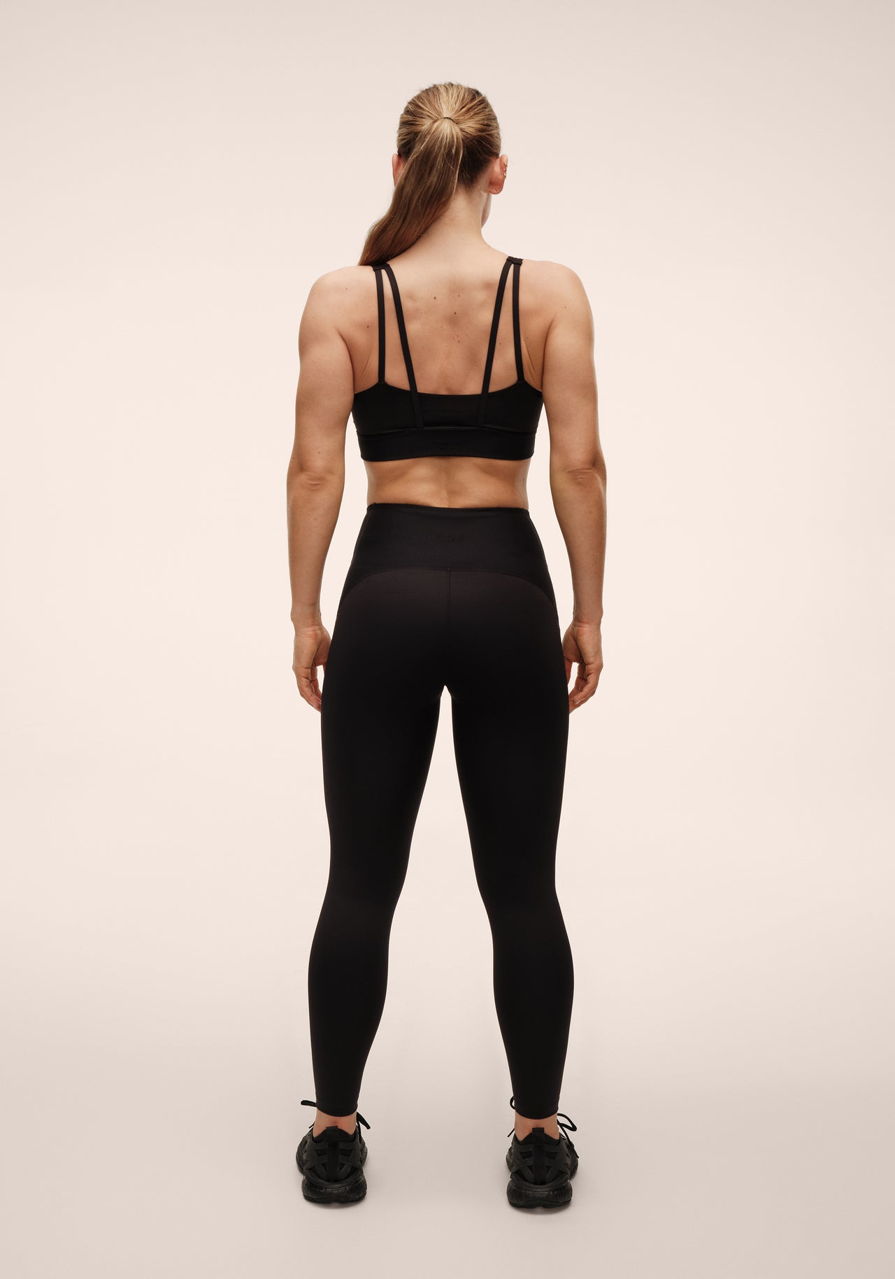 Brace Rib High Waist Tights - Black