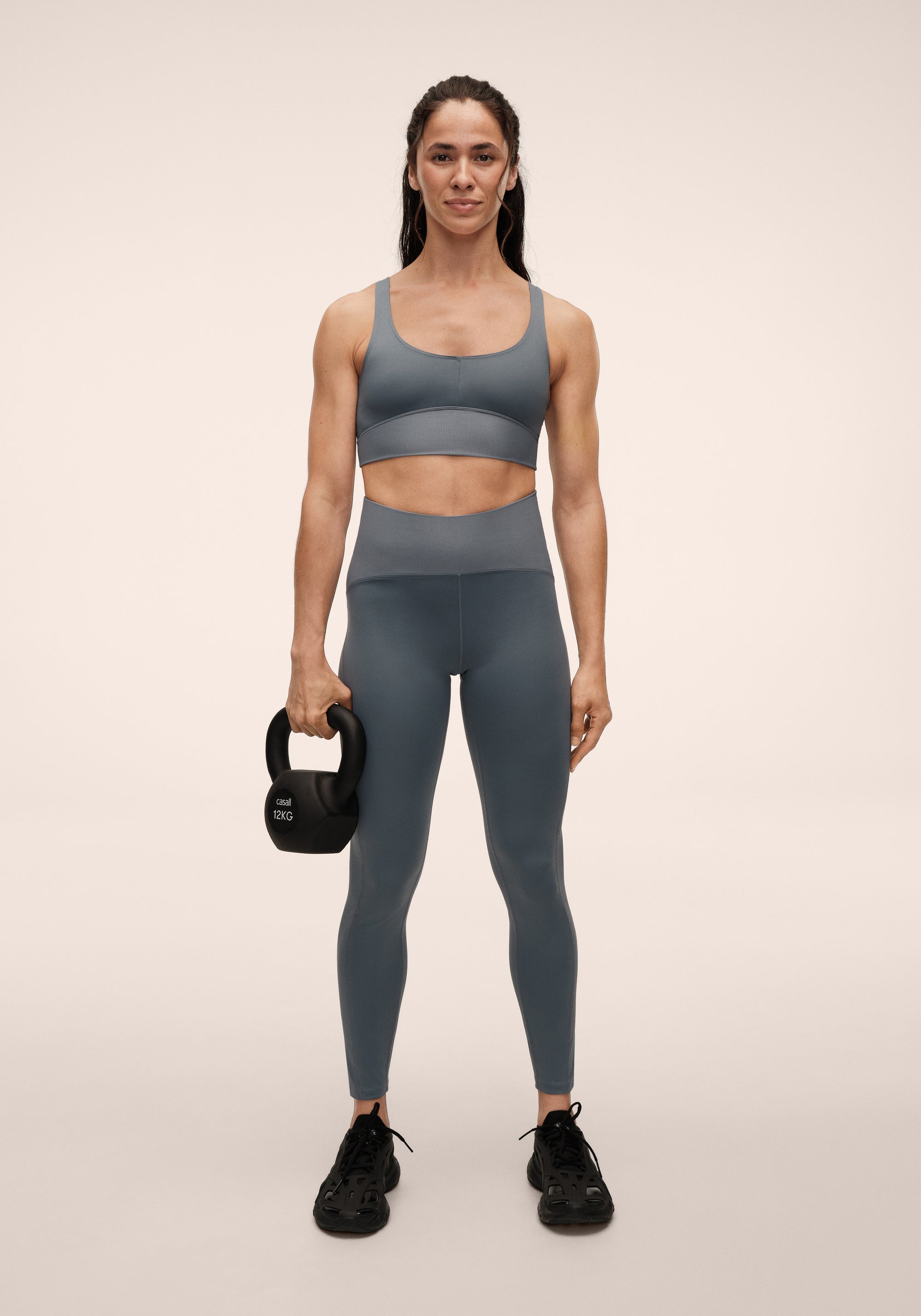 Brace Rib High Waist Tights - Mirage Blue