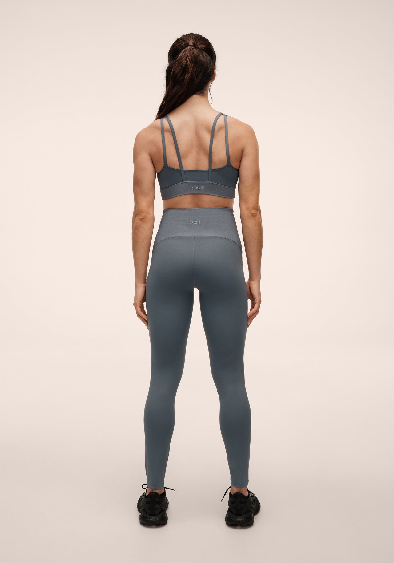 Brace Rib High Waist Tights - Mirage Blue