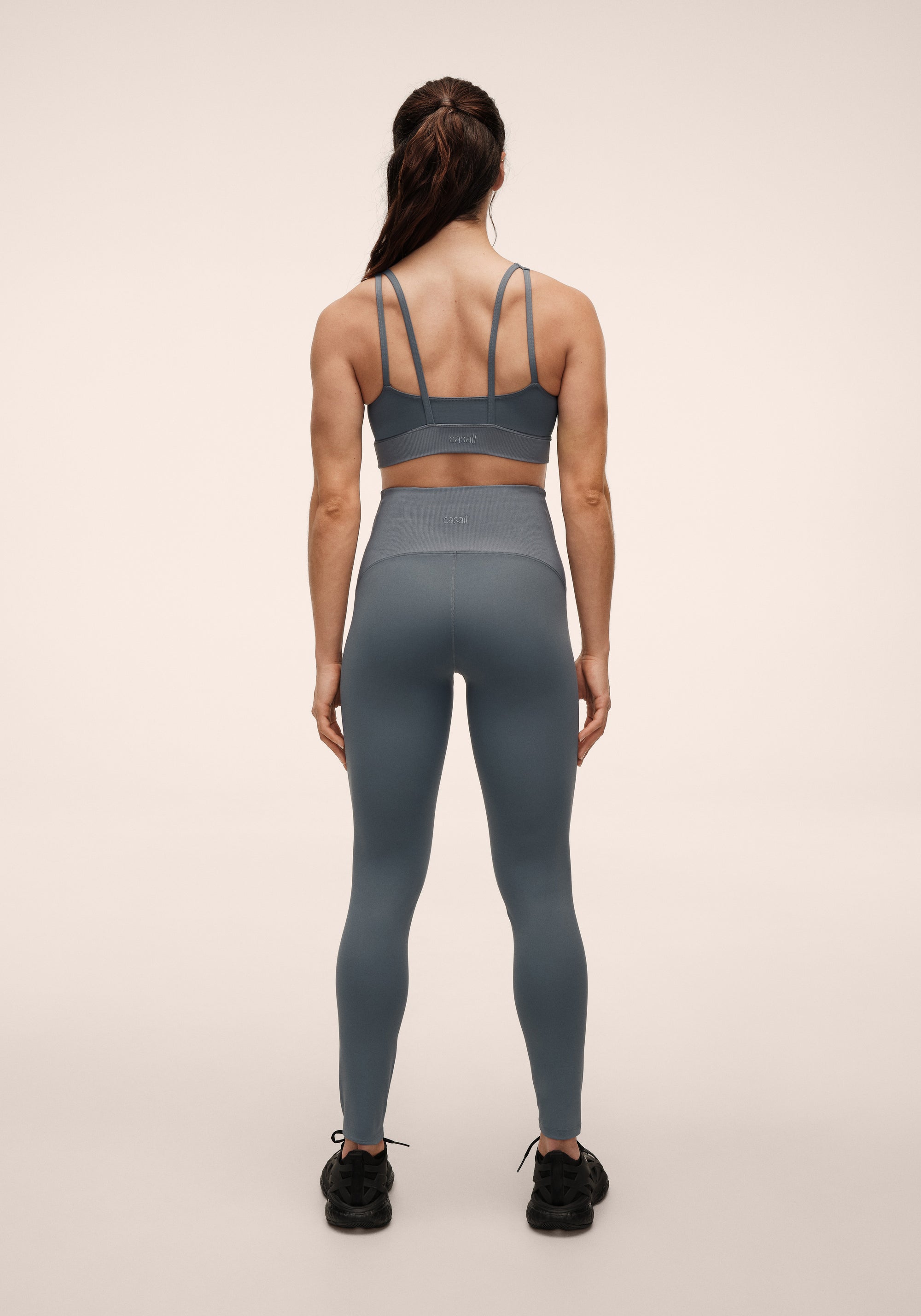 Brace Rib High Waist Tights - Mirage Blue