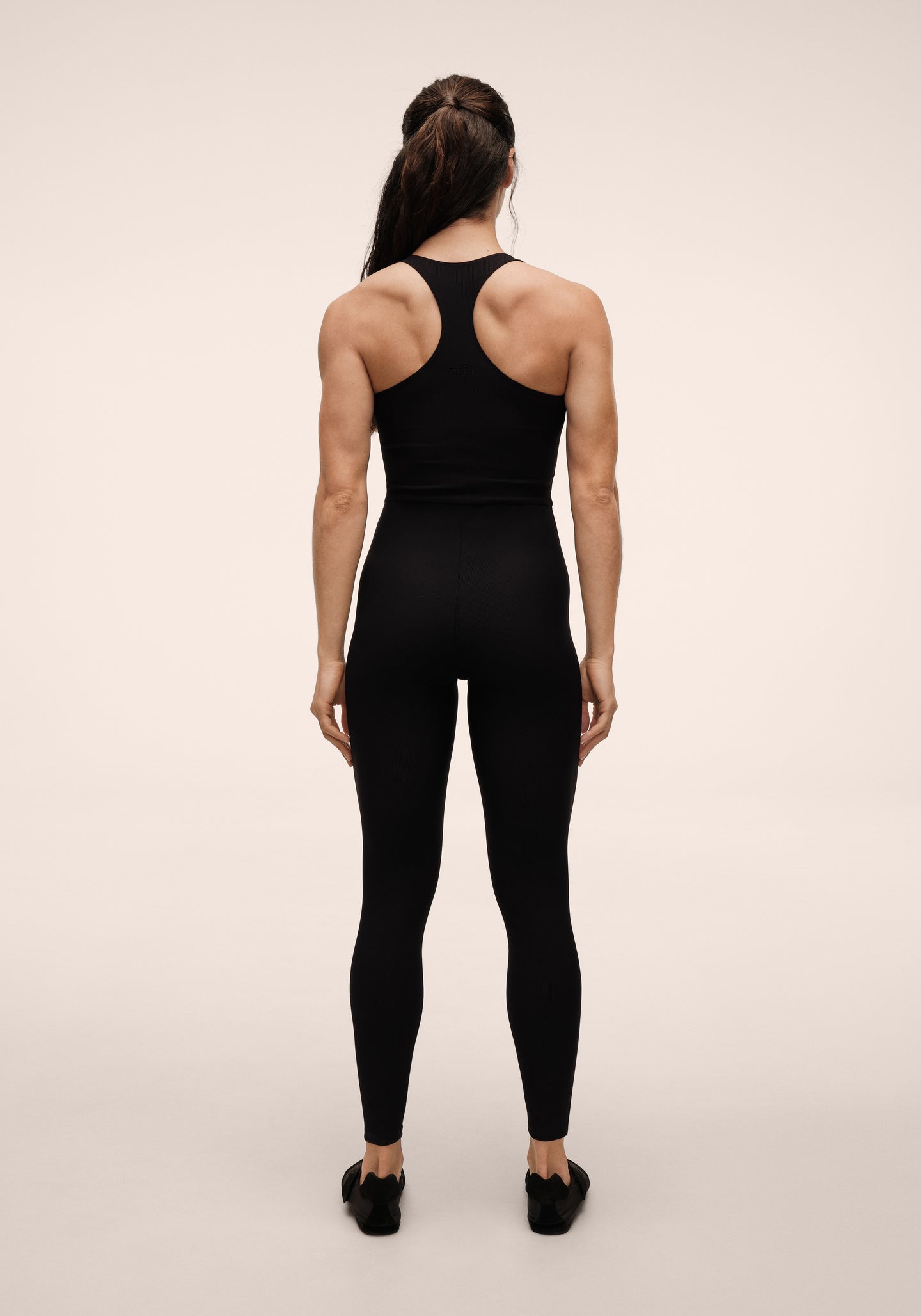 Brace Rib Zip Catsuit - Black