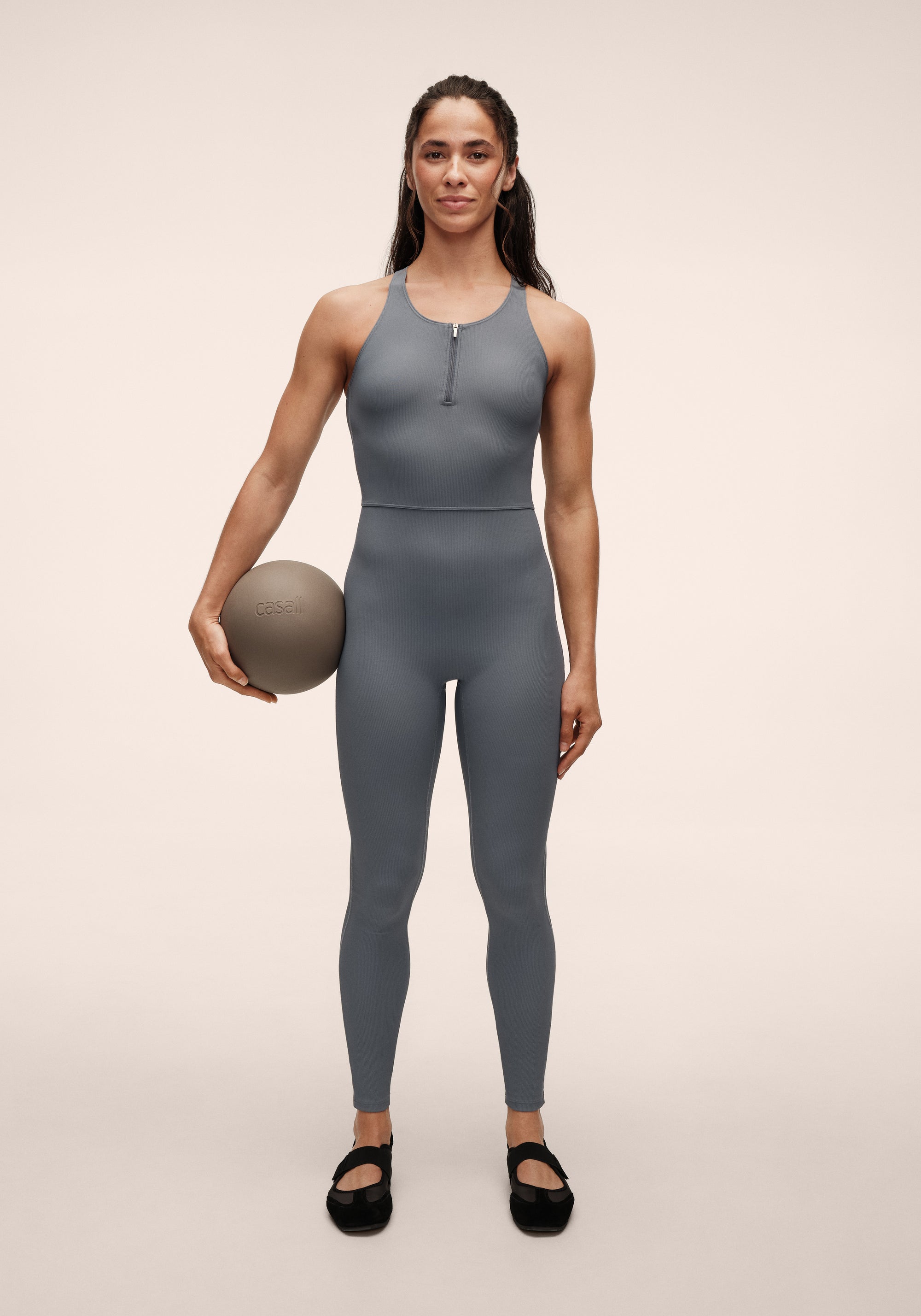 Brace Rib Zip Catsuit - Mirage Blue
