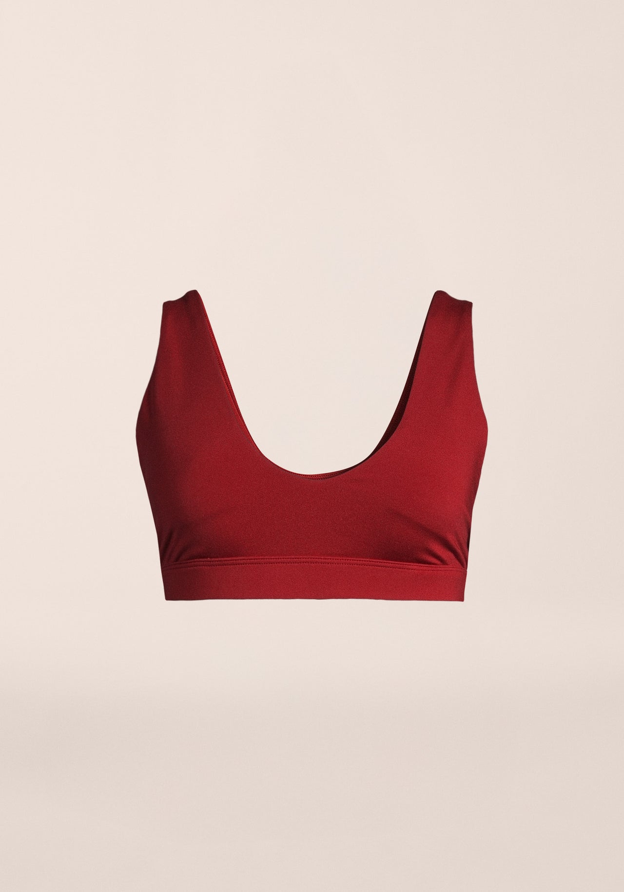 Soft Touch Padded Sports Bra - Maroon Red