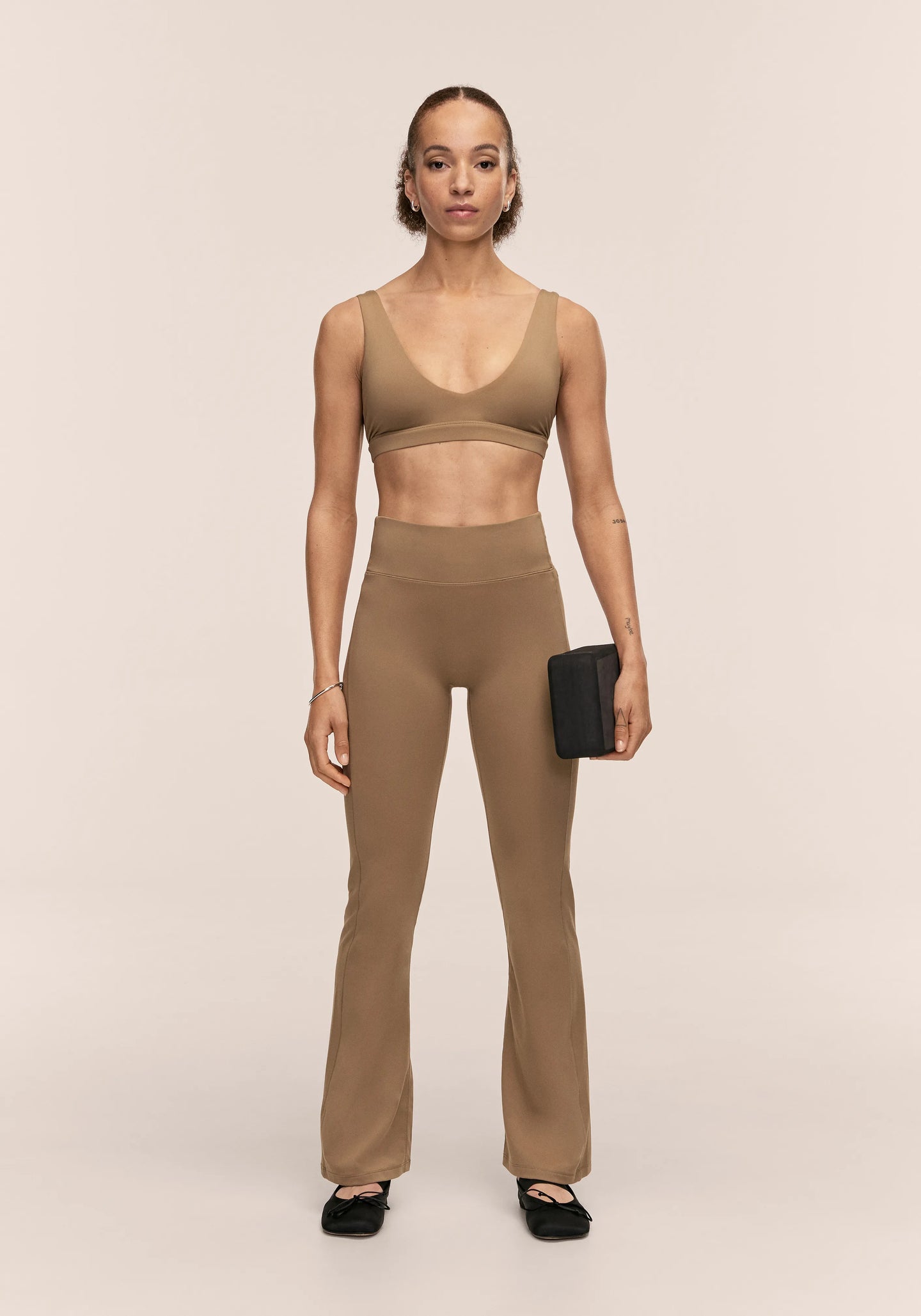 Soft Touch Padded Sports Bra - Light Khaki