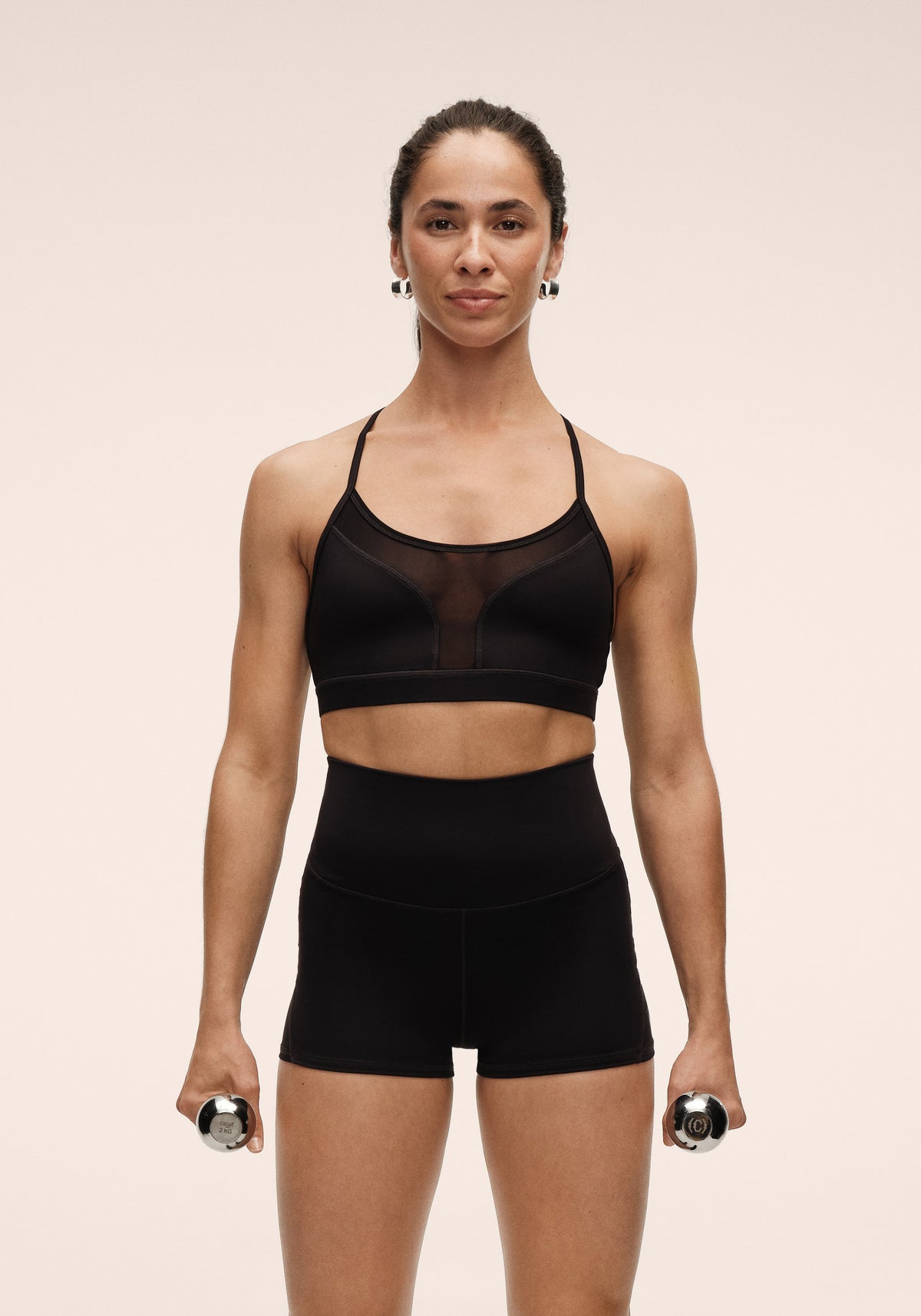 Mesh Insert Strap Top - Black