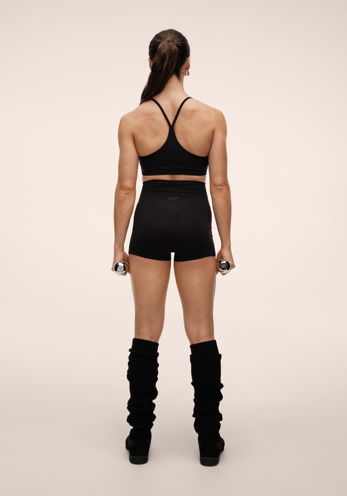 Extra High Waist Mesh Insert Hotpants - Black