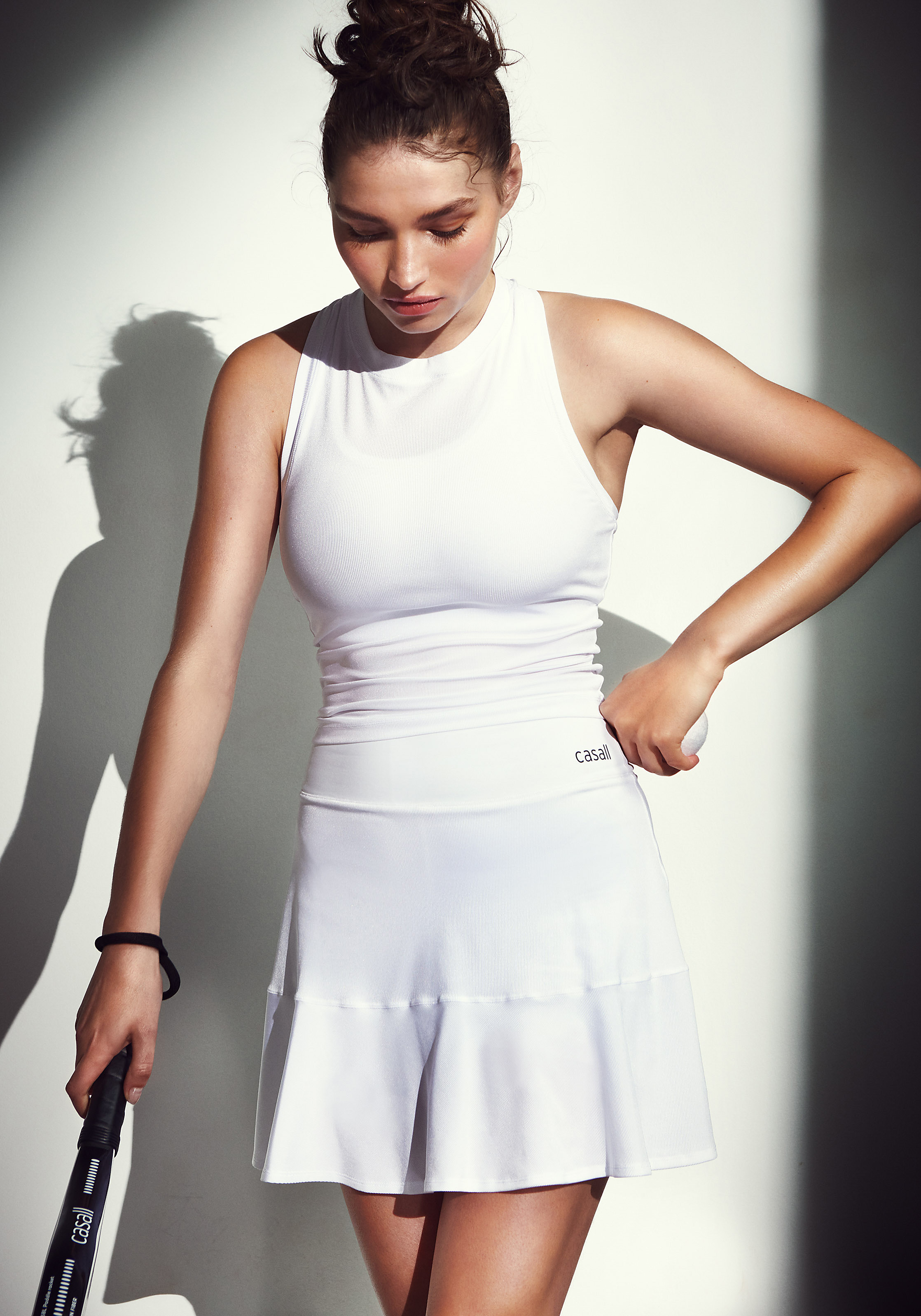 Court Rib Shiny Skirt - White