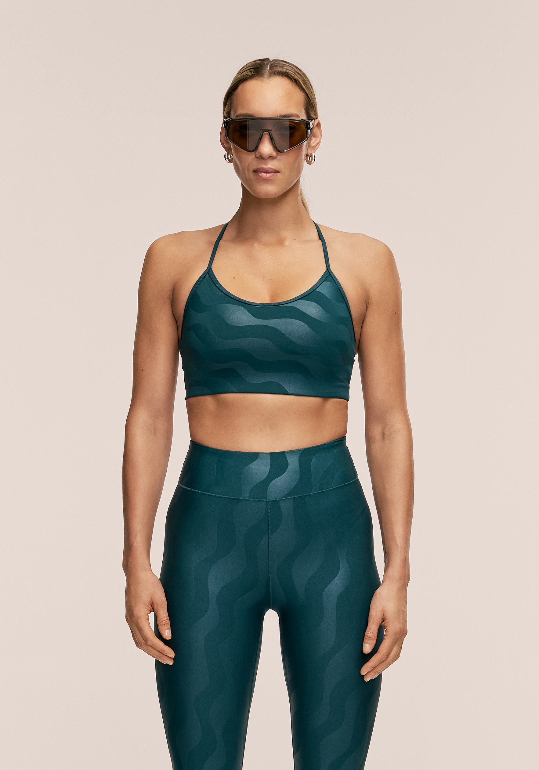 Sleek Strappy Sports Bra Printed - Ocean Geo